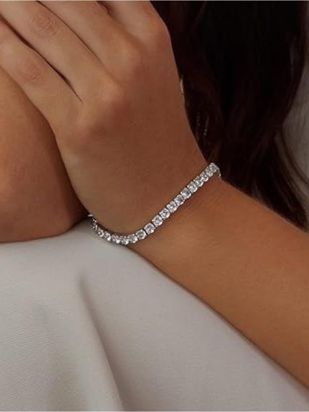 Cubic Zirconia Tennis Bracelet 4mm Adjustable Sparkle Jewelry Fifi’s Closet - Picture 10 of 10